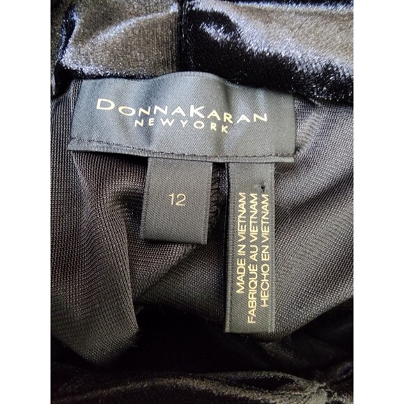 Donna Karan New York Velvet Sheath Dress Ruched Waist Size 12 Black - Picture 9 of 11